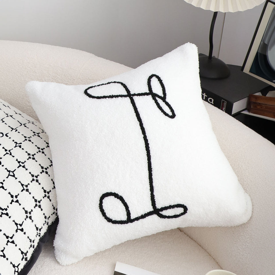 SOGA 2X 45cm Minimalist White Script Letter Embroidered Throw Pillow