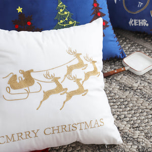 SOGA 45cm White & Gold Christmas Sleigh Throw Pillow