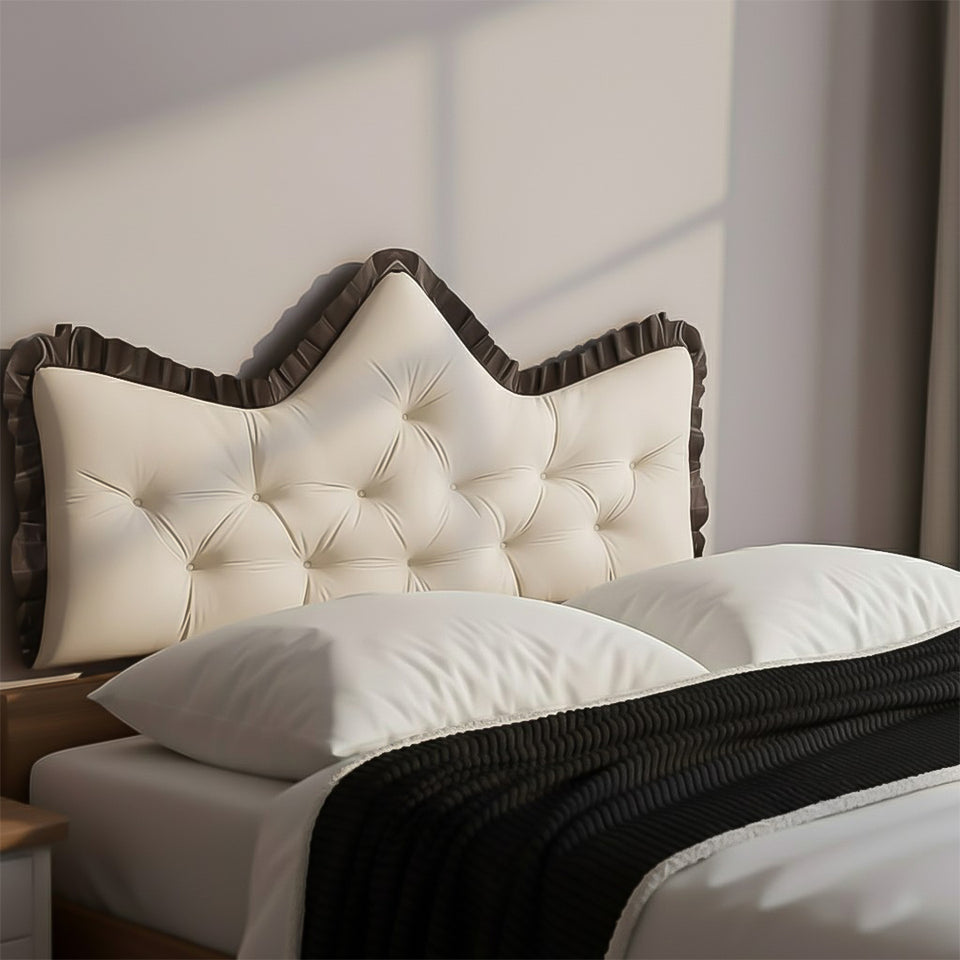SOGA Home & Living Bundle – Cream Tufted Crown Pillow & Black Cozy Flannel Throw Blanket