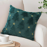 SOGA 45cm Festive Teal Christmas Tree Gold Star Holiday Throw Pillow