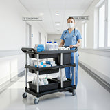 SOGA 2X Black 3-Tier Kitchen Utility Trolley Cart with 5 Buckets