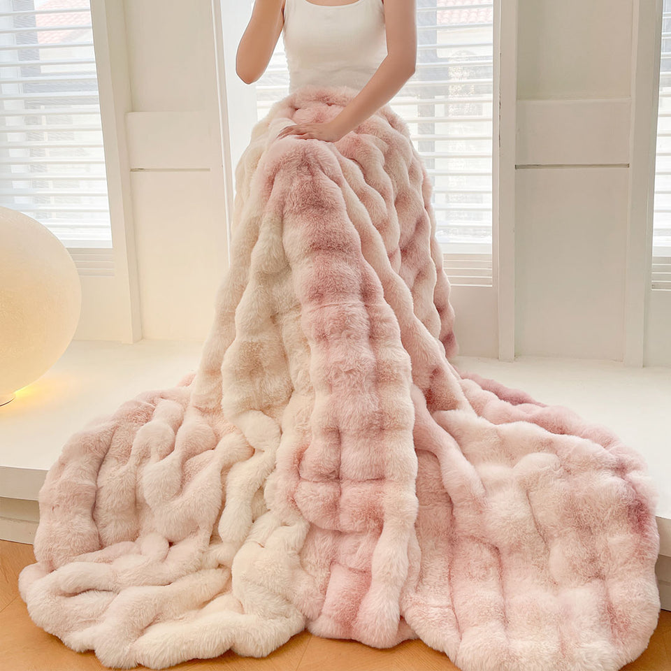 SOGA 200cm Light Pink Fuzzy Fur Throw Blanket