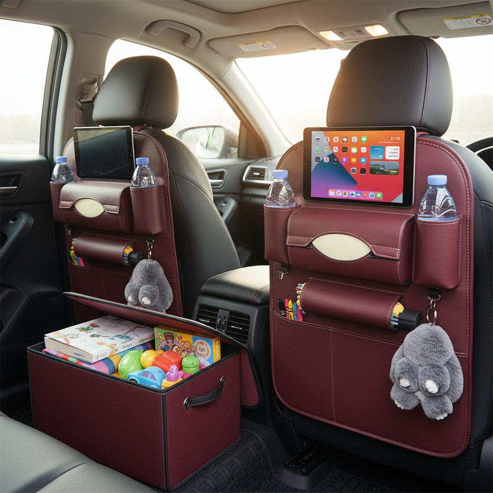 SOGA Car Bundle – 2 Red Back Seat Storage Organizer & Collapsible Trunk Cargo Box