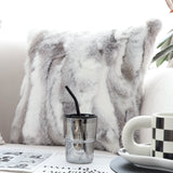 SOGA 2X 45cm Throw Pillow Floral Gray Rabbit Fur Square Warm Cozy Decorative Cushion Home Decor