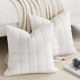 SOGA 2X Quilted Cushion 50cm White Grid Pattern Soft Padded Decorative Throw Pillow