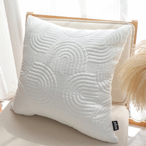 SOGA 2X 50cm White Textured Geometric Pattern Decorative Throw Pillow