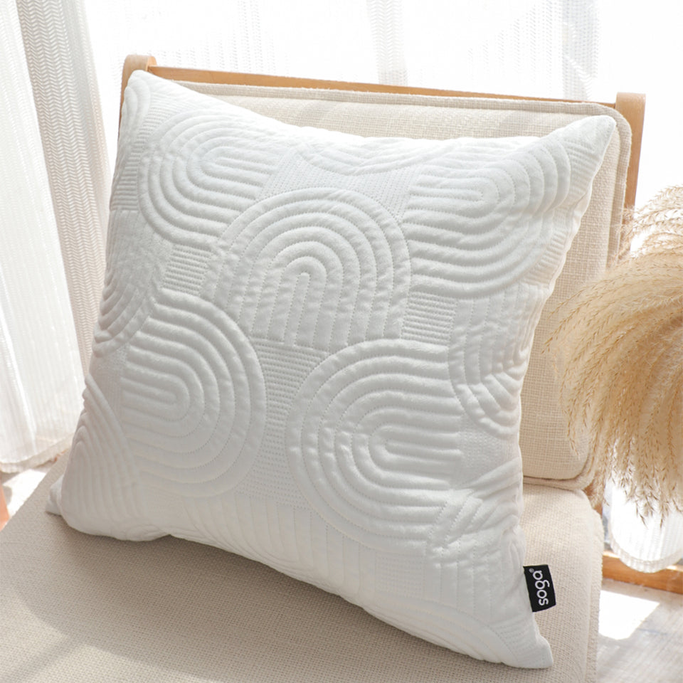 SOGA 2X 50cm White Textured Geometric Pattern Decorative Throw Pillow