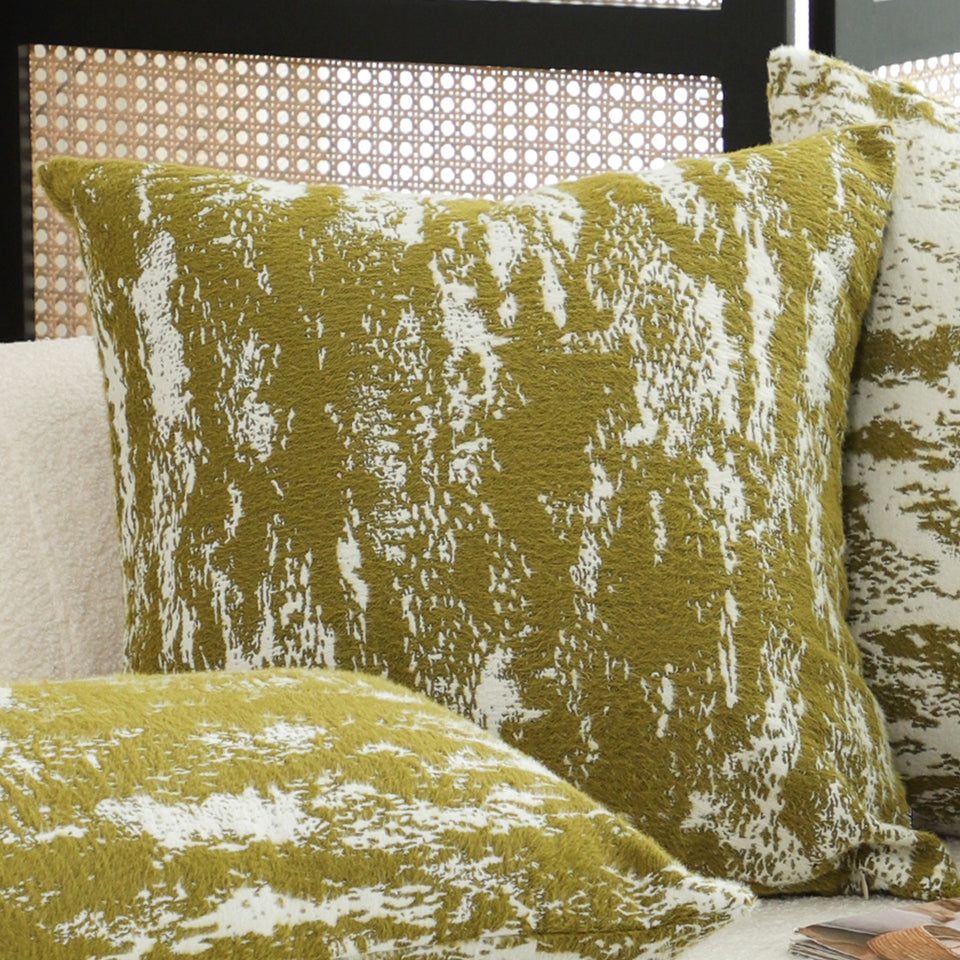 SOGA 50cm Throw Pillow White and Olive Green Plush Polyester Fiber and Cotton for Home Decor