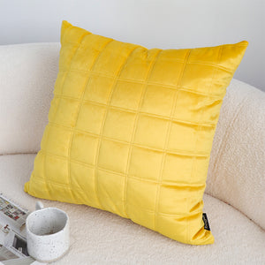 SOGA 2X 50cm Yellow Quilted Grid Pattern Decorative Throw Pillow