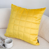 SOGA 2X 50cm Yellow Quilted Grid Pattern Decorative Throw Pillow