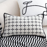 SOGA 2X 35cm Moroccan Black Cross Pattern Black Trim Decorative Throw Pillow