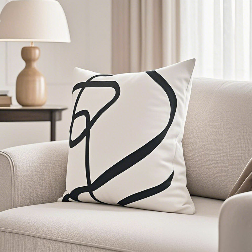 SOGA 45cm Square Modern Minimalist Black Letter Print Decorative Throw Pillow
