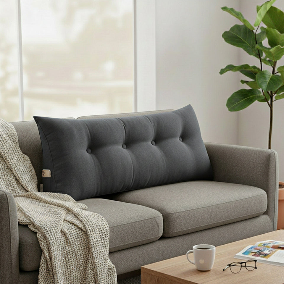 SOGA 120cm Dark Grey Triangular Wedge Bed Pillow Headboard Backrest Bedside Tatami Cushion Home Decor