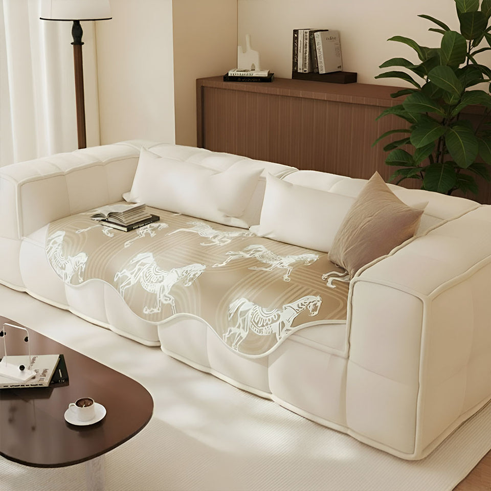 SOGA Four-Seater Beige Horse Print 90x260cm Throw Blanket Sofa Cover