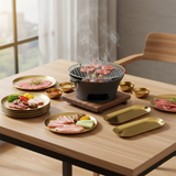 SOGA Kitchenware Bundle – Gold Nordic Plate Set, 23cm Grilling Plate & Cast Iron BBQ Grill