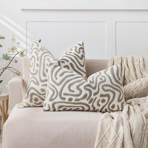SOGA 2X 30cm Gray White Abstract Swirl Pattern Decorative Throw Pillow