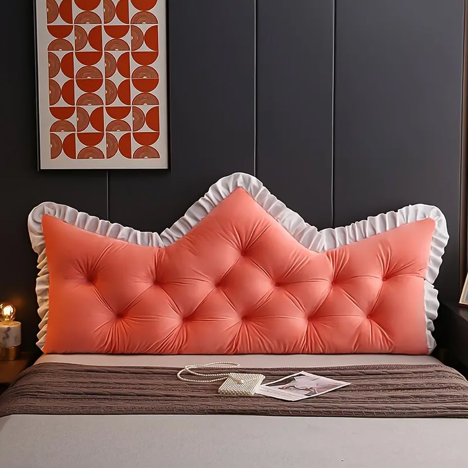 SOGA 2x150cm Crown Pillows Tufted Pink Headboard Cushion Set