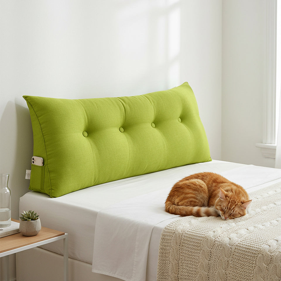 SOGA 120cm Green Triangular Wedge Bed Pillow Headboard Backrest Bedside Tatami Cushion Home Decor