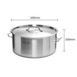 SOGA Dual Burners Cooktop Stove 14L Stainless Steel Stockpot and 28cm Induction Casserole