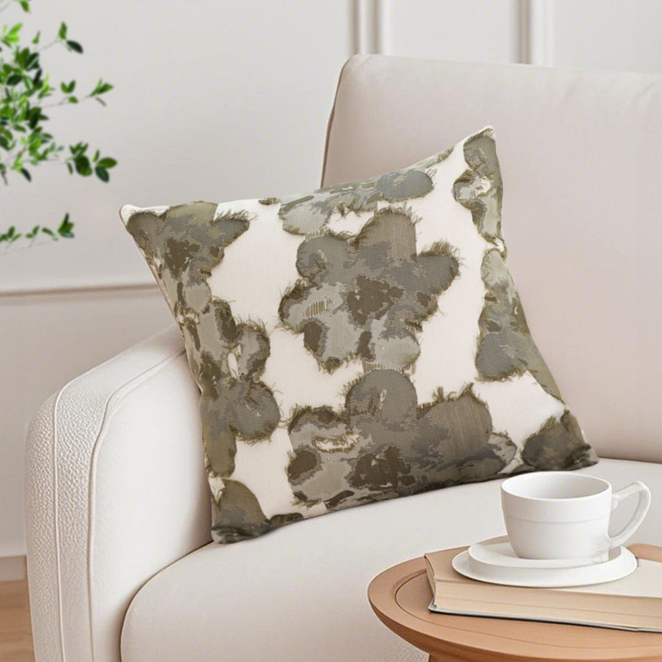 SOGA 45cm Abstract Gray Floral Watercolor Print Contemporary Throw Pillow