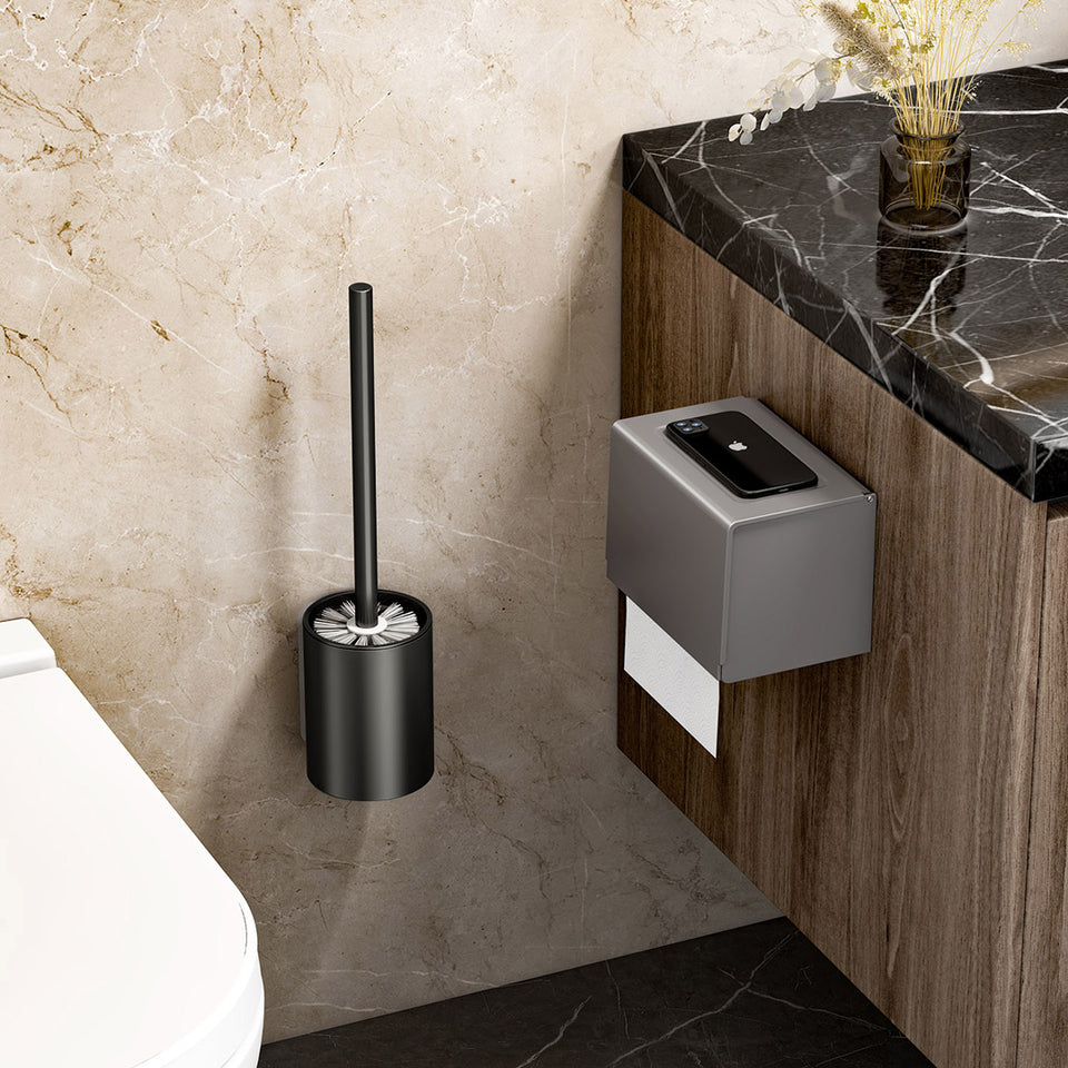 SOGA Wall-Mounted Toilet Brush with Holder Black 27cm