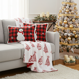 SOGA Christmas Bundle – 2 Red Snowman Lumbar Pillow & Red Christmas Tree Fleece Throw Blanket
