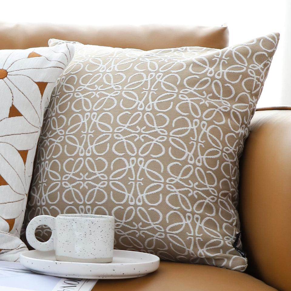 SOGA 50cmThrow Pillow White and Beige Geometric Pattern Accent for Home Decor
