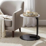 SOGA Home & Living Bundle – White Marble Mini Side Table & Gold Round Mirror Tray Organizer