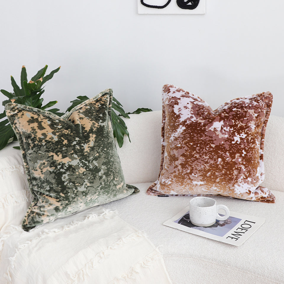 SOGA 2X 50cm Brown White Crushed Velvet Decorative Throw Pillow