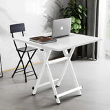 SOGA 2X White Dining Table Portable Square Surface Space Saving Folding Desk with Lacquered Legs  Home Decor