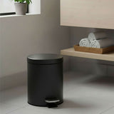 SOGA 4X Foot Pedal Stainless Steel Rubbish Recycling Garbage Waste Trash Bin Round 12L Black