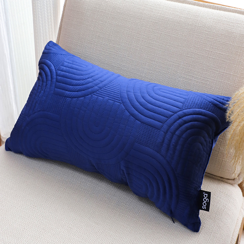 SOGA 2X 30cm Blue Textured Geometric Pattern Decorative Throw Pillow