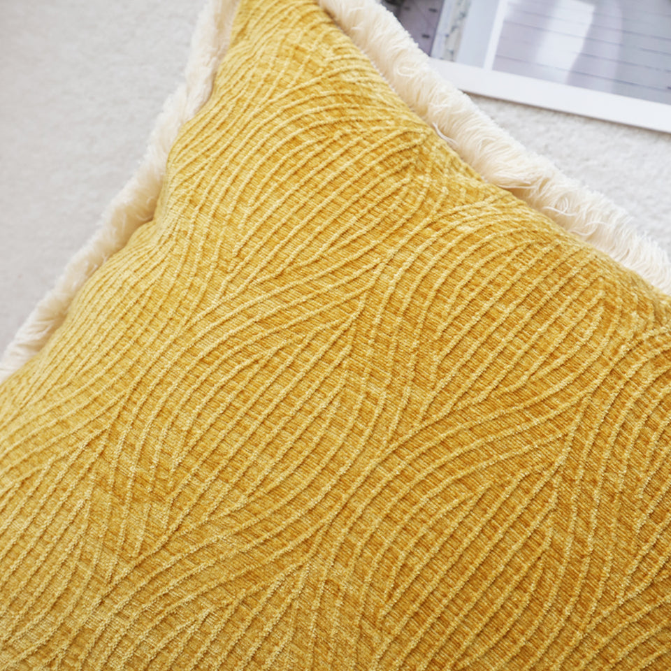 SOGA 2X 50cm Throw Pillow Turmeric Yellow Aesthetic Chenille Texture for Home Decor