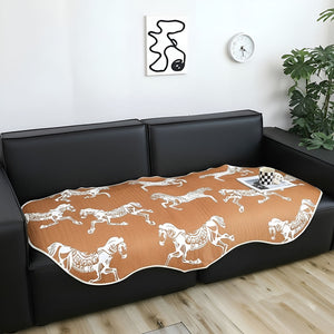SOGA One-Seater Orange Horse Print 90x90cm Throw Blanket Sofa Cover