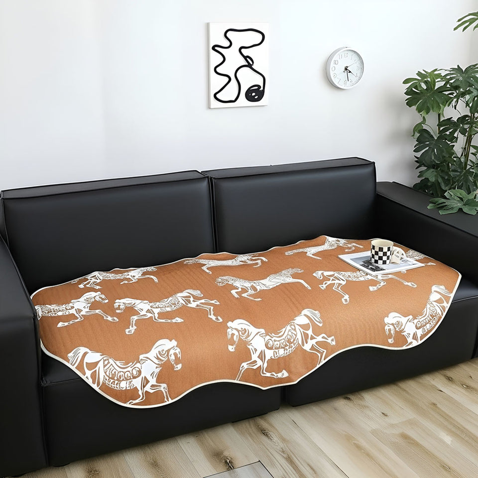 SOGA One-Seater Orange Horse Print 90x90cm Throw Blanket Sofa Cover