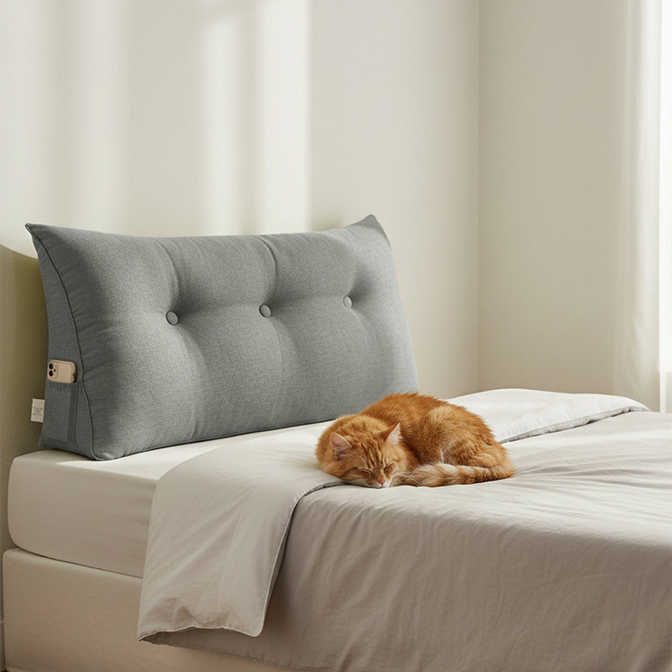 SOGA 100cm Light Grey Triangular Wedge Bed Pillow Headboard Backrest Bedside Tatami Cushion Home Decor