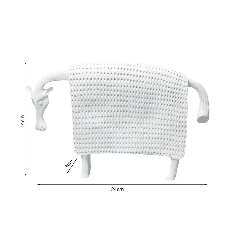 SOGA 24cm White Cow Sculpture with Dotted Pattern in Resin for Modern Home Decor