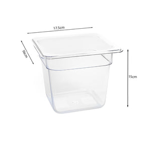 SOGA 150mm Clear Gastronorm GN Pan 1/6 Food Tray Storage Bundle of 6