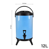 SOGA 4X 12L Stainless Steel Insulated Milk Tea Barrel Hot and Cold Beverage Dispenser Container with Faucet Blue