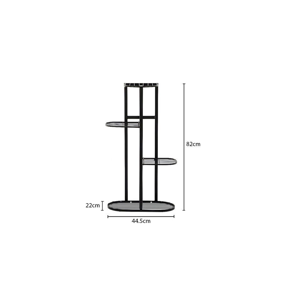 SOGA 4 Tier 5 Pots Black Metal Plant Rack Flowerpot Storage Display Stand Holder Home Garden Decor