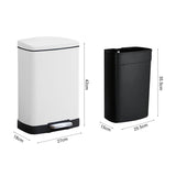 SOGA 2-Pack 12L White Stainless Steel Foot Pedal Trash Bin
