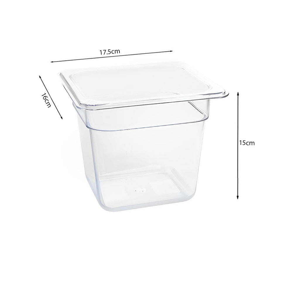 SOGA 150mm Clear Gastronorm GN Pan 1/6 Food Tray Storage Bundle of 4 with Lid