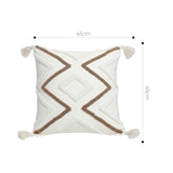 SOGA 2X Boho Tufted Cushion 45cm Tassel White Brown Geometric Decorative Throw Pillow