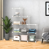 SOGA 2X White Portable 9-Cube 3 Column Storage Organiser Foldable DIY Modular Grid Space Saving Shelf 149cm