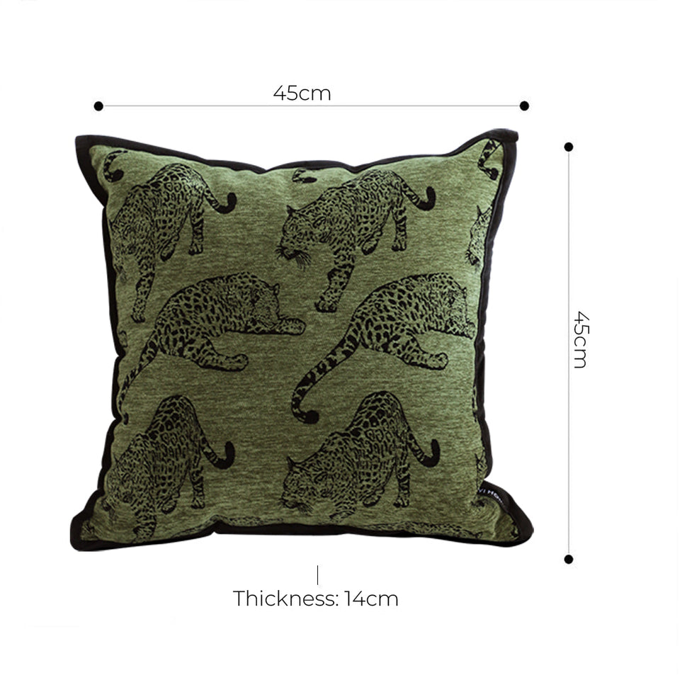 SOGA 2X 40cm Throw Pillow Green Leopard Square Retro Decorative Cushion for Living Room