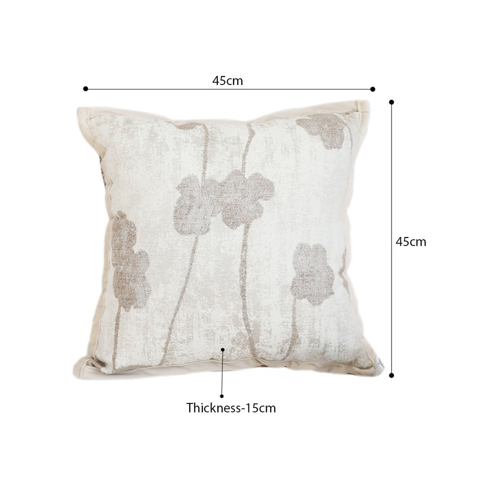 SOGA 45cm Botanical Beige Poppy Flower Print Linen Decorative Throw Pillow