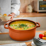 SOGA Cast Iron Enamel Porcelain Stewpot Casserole Stew Cooking Pot With Lid 3.6L Orange 24cm