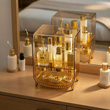 SOGA 3 Tier Golden Yellow Multifunctional Countertop Cosmetic Storage Makeup Perfume Skincare Display Stand Shelf Drawer Type Organiser