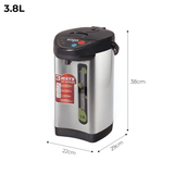 SOGA 3.8L Silver Electric Kettle Water Boiler Thermal Pot 3 Dispensing Modes Keep Warm