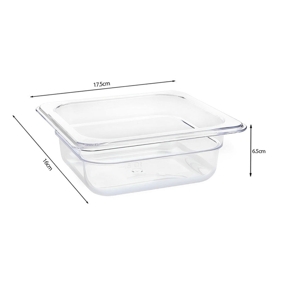 SOGA 65mm Clear Gastronorm GN Pan 1/6 Food Tray Storage Bundle of 6 with Lid